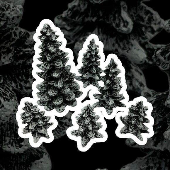 Meryvns Vintage 1990 Cold Cast Christmas Trees Snow Village Set of 6 Holiday - Picture 15 of 16